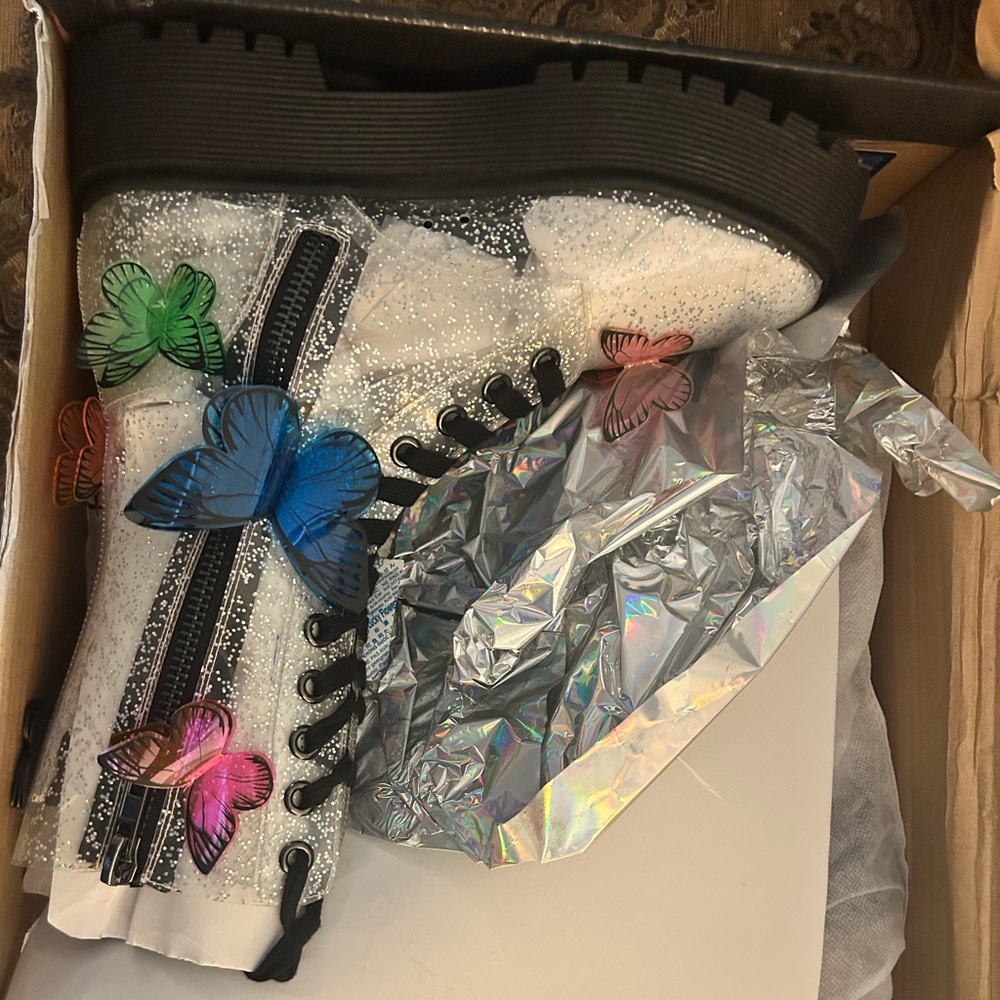 Terrarium 3D Butterfly Combat Boots - Picture 3 of 5